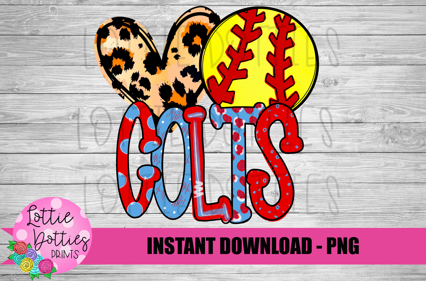 Love Colts Softball PNG - Softball Sublimation Design