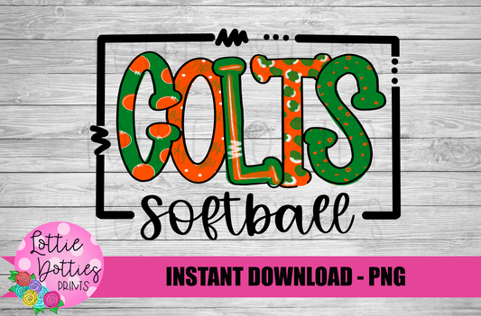 Colts Softball PNG - Softball Sublimation Design