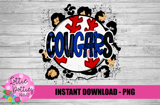 Cougars  Png - Sublimation Design - Cougars Baseball  Sublimation- Digital Download