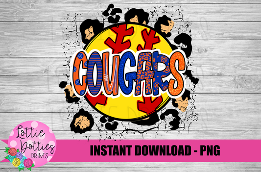 Cougars  Png - Sublimation Design - Cougars Softball  Sublimation- Digital Download