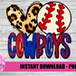 Peace Love Baseball -  Cowboys  Png  - Cowboys Baseball Sublimation -  Digital Download