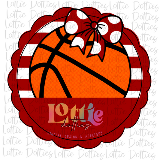 Basketball Scallop - PNG - Basketball  - Digital Download - Crimson