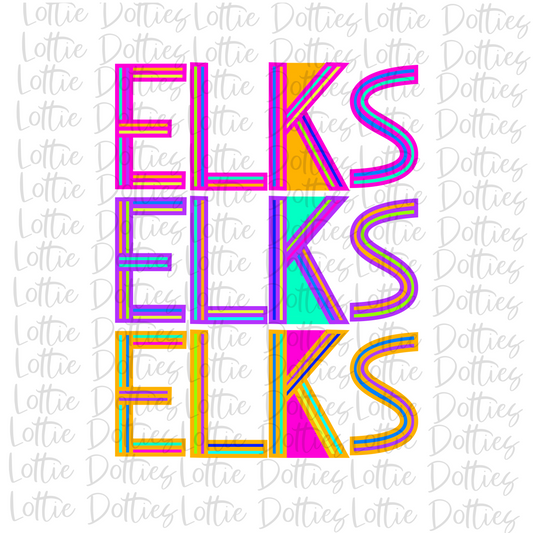 Elk - PNG - Elks Neon - Sublimation - Digital Download