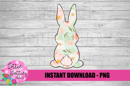 Floral Bunny   PNG - Easter Sublimation - Digital Download