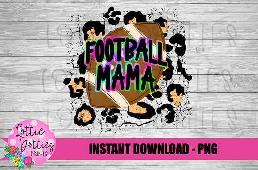 Football Mama - Football Leopard Sublimation Design - Digital Download