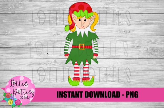 Girl Elf Png - Christmas Sublimation Design - Elf Design - Digital Download