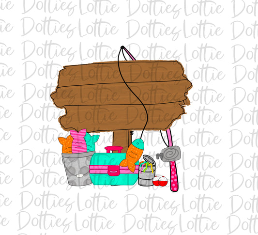 Girl Fishing Sign PNG - Digital Download - Fishing Clipart - Instant Download - Fishing Buddy