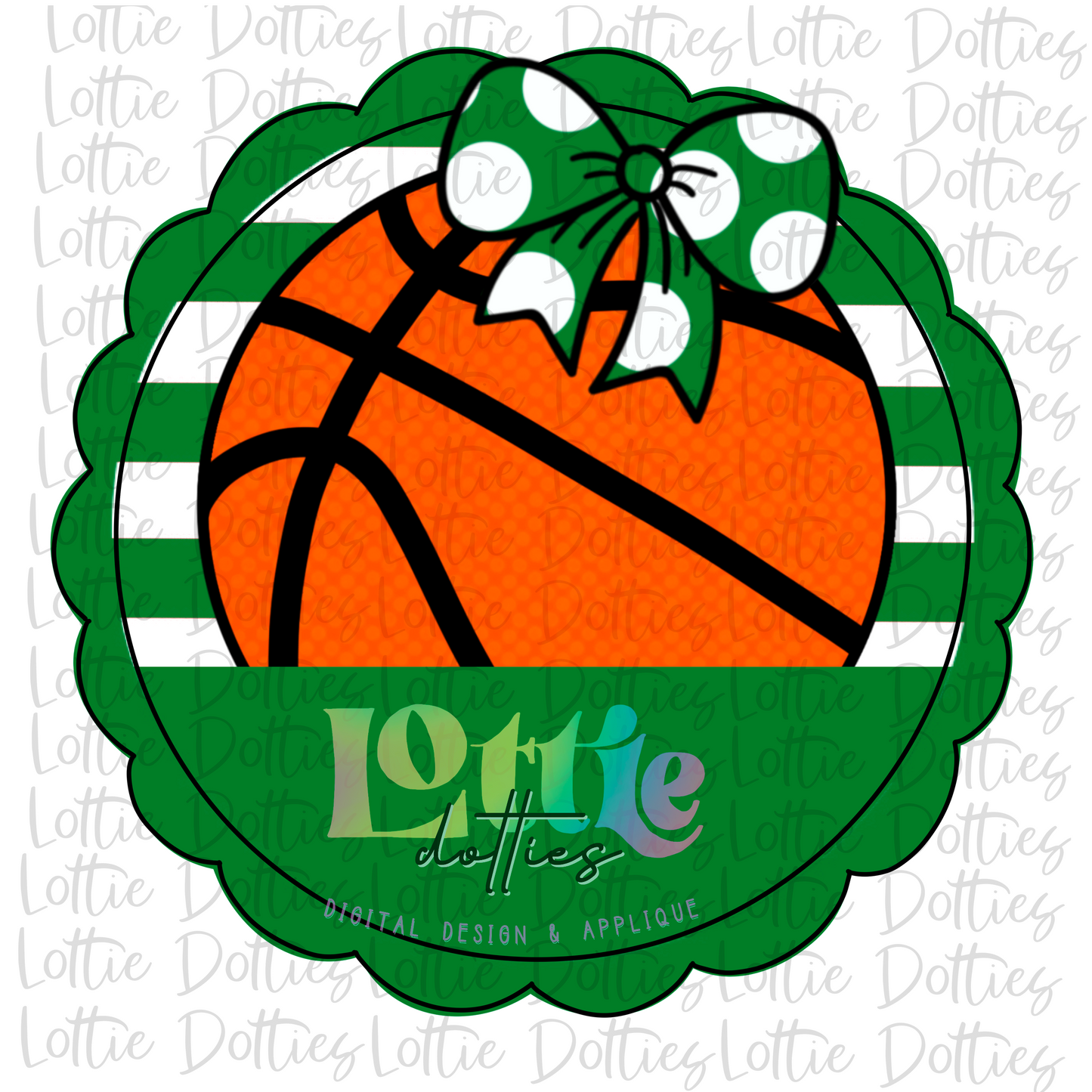 Basketball Scallop - PNG - Basketball  - Digital Download - Green