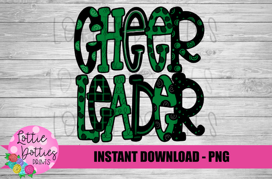 Cheerleader Png - Cheerleader Sublimation File- Green and Black  Instant download - Digital Download