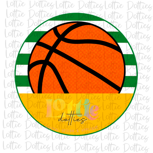 Basketball Circle - PNG - Basketball  - Digital Download - Green and Gold