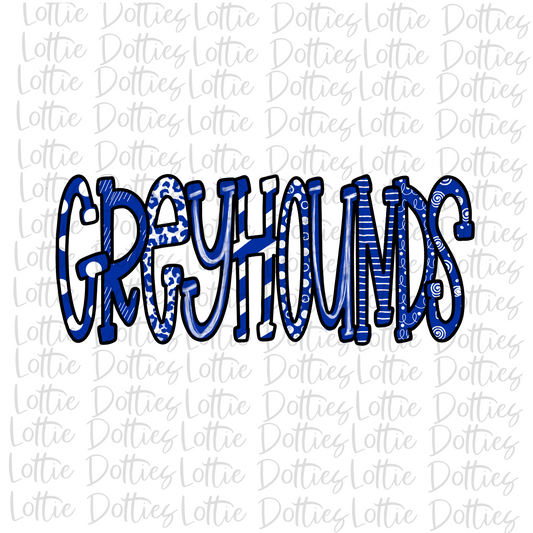 Greyhounds  Png - Sublimation Design- Greyhounds - Digital Download - Blue and White
