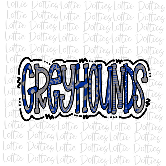 Greyhounds  Png - Sublimation Design- Greyhounds - Digital Download - Blue and Gray