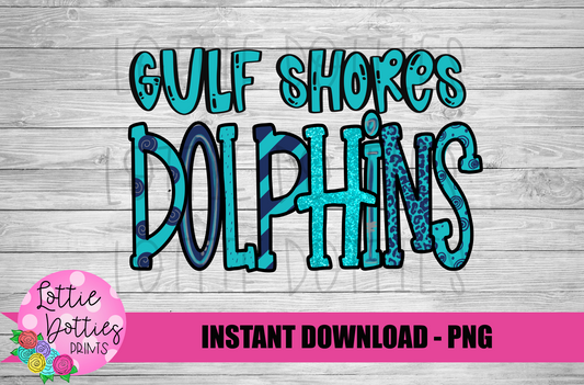 Gulf Shores Dolphins PNG - Dolphins  - Sublimation - Digital Download