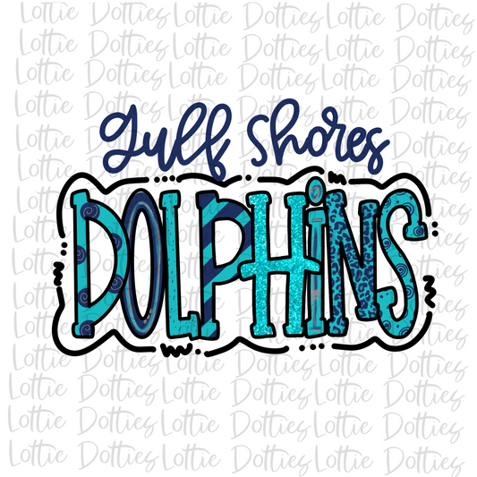 Gulf Shores Dolphins PNG - Dolphins  - Sublimation - Digital Download