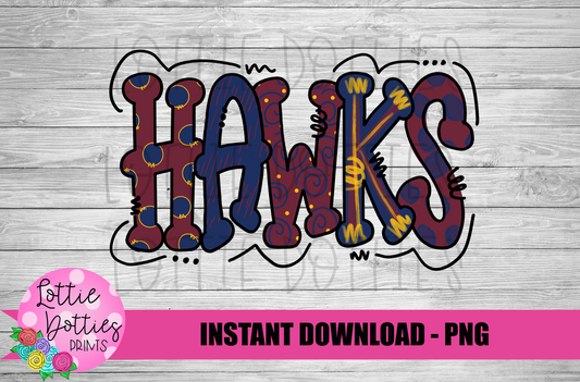 Hawks Png - Mascot  Sublimation Design - Digital Download
