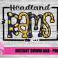 Headland Rams PNG - Rams Sublimation design - Digital Download