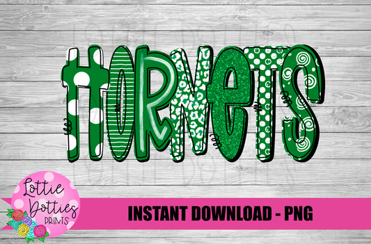 Hornets PNG -  Hornets Green and White  -  Sublimation Design - Digital Download
