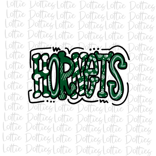 Hornets PNG -  Hornets   -  Sublimation Design - Digital Download - Hunter Green and White