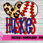Peace Love Baseball PNG - Huskies Baseball Sublimation Design