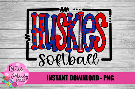 Huskies Softball PNG - Softball Sublimation Design