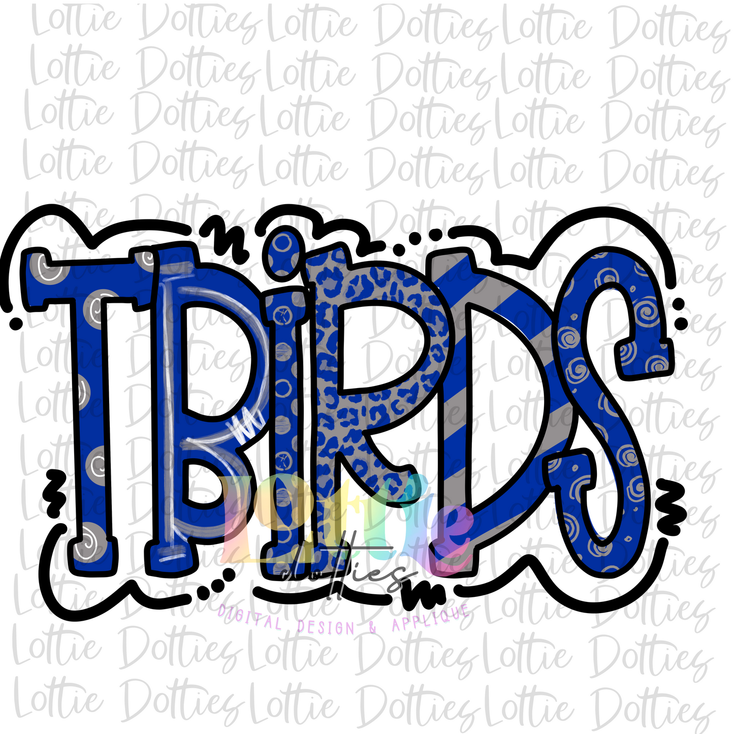 T - Birds PNG = T - Birds Sublimation - Digital Download - Royal Blue and Gray