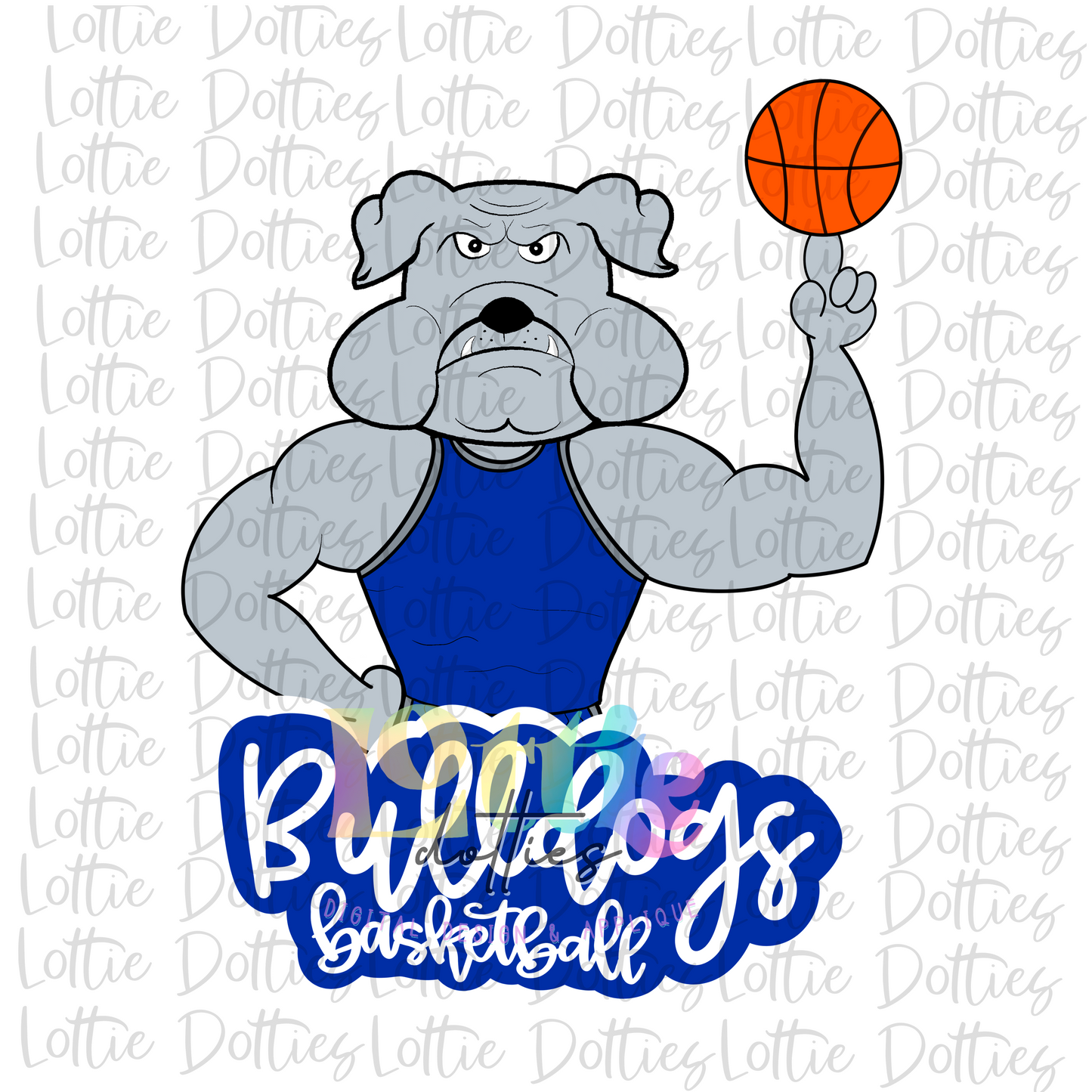 Bulldogs Mascot Basketball PNG- Basketball Sublimation - Blue - Digital Download