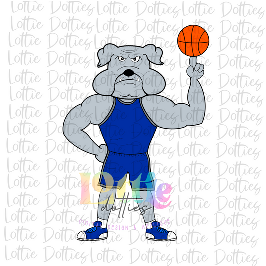 Bulldogs Mascot Basketball PNG- Basketball Sublimation - Blue - Digital Download