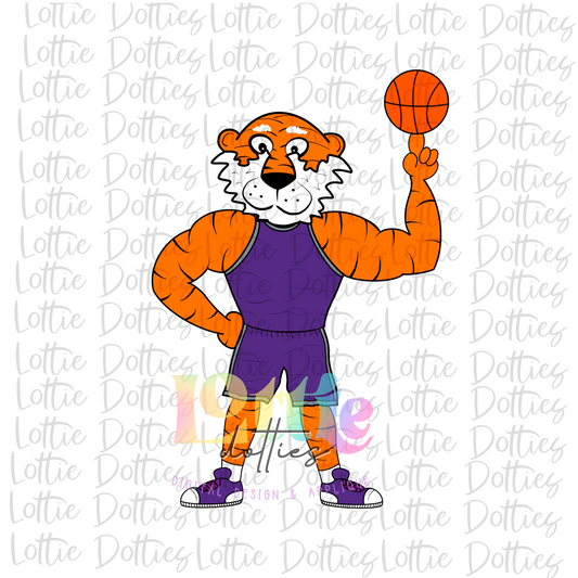 Tiger Basketball Mascot - PNG - Basketball Sublimation - Purple  - Digital Download