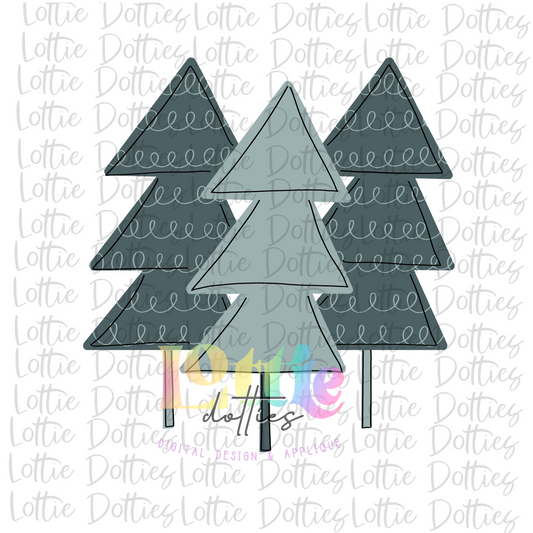 Christmas Trees Trio Png - Christmas Sublimation Design - Digital Download