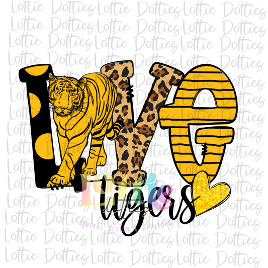 Love Tigers Png -  Tigers sublimation- Digital Download - Black and Gold