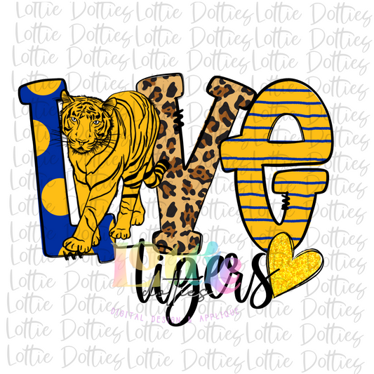Love Tigers Png -  Tigers sublimation- Digital Download - Blue and Gold