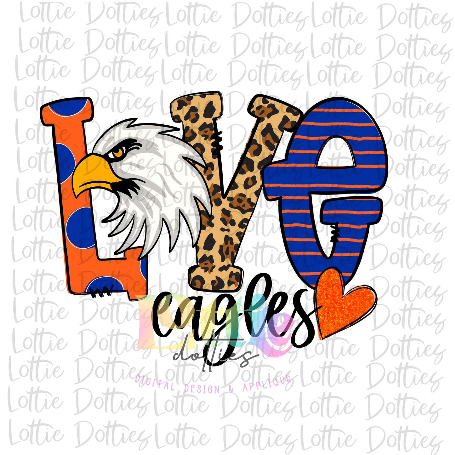 Love Eagles PNG - Eagles Sublimation - Digital Download - Orange and Blue