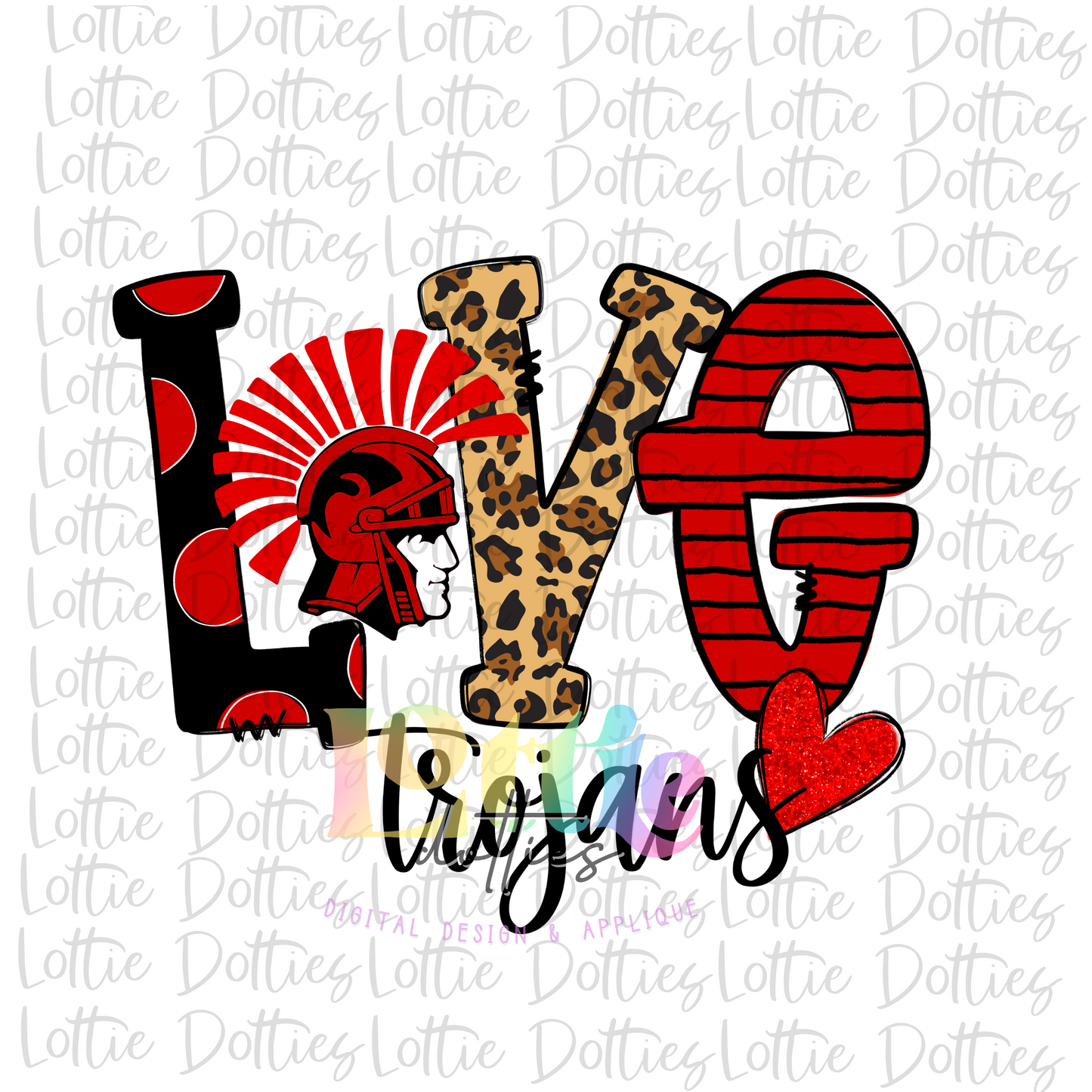 Love Trojans PNG - Trojans Sublimation - Digital Download - Red and Black