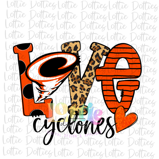 Love Cyclones PNG - Cyclones Sublimation - Digital Download - Orange and Black