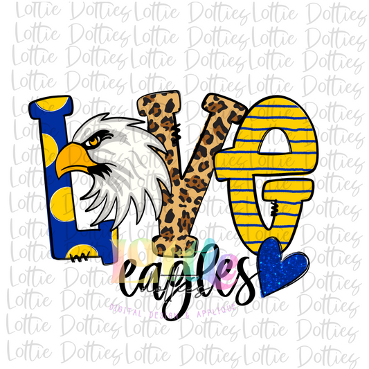 Love Eagles PNG - Eagles Sublimation - Digital Download - Blue and Yellow