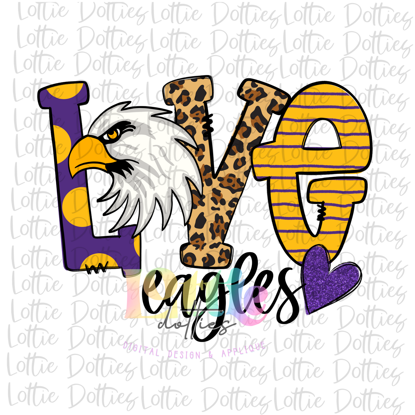 Love Eagles PNG - Eagles Sublimation - Digital Download - Purple and Yellow