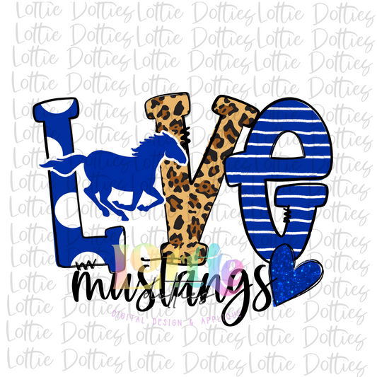 Love Mustangs PNG - Mustangs Sublimation - Digital Download - Blue