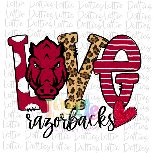 Love Razorbacks PNG - Razorback Sublimation - Digital Download