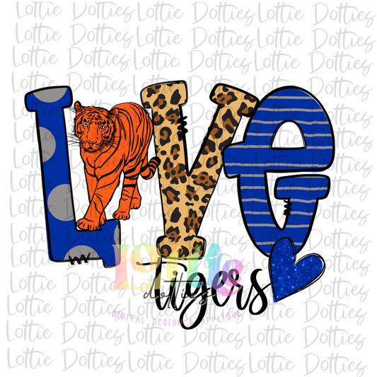 Love Tigers Png -  Tigers sublimation- Digital Download - Royal and Gray