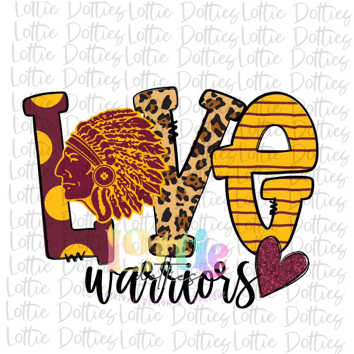 Love Warriors   Png - Warriors  Sublimation- Digital Download - Maroon and Gold