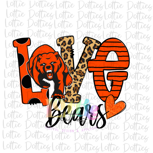 Love Bears PNG - Bears Sublimation - Digital Download - Orange and Black
