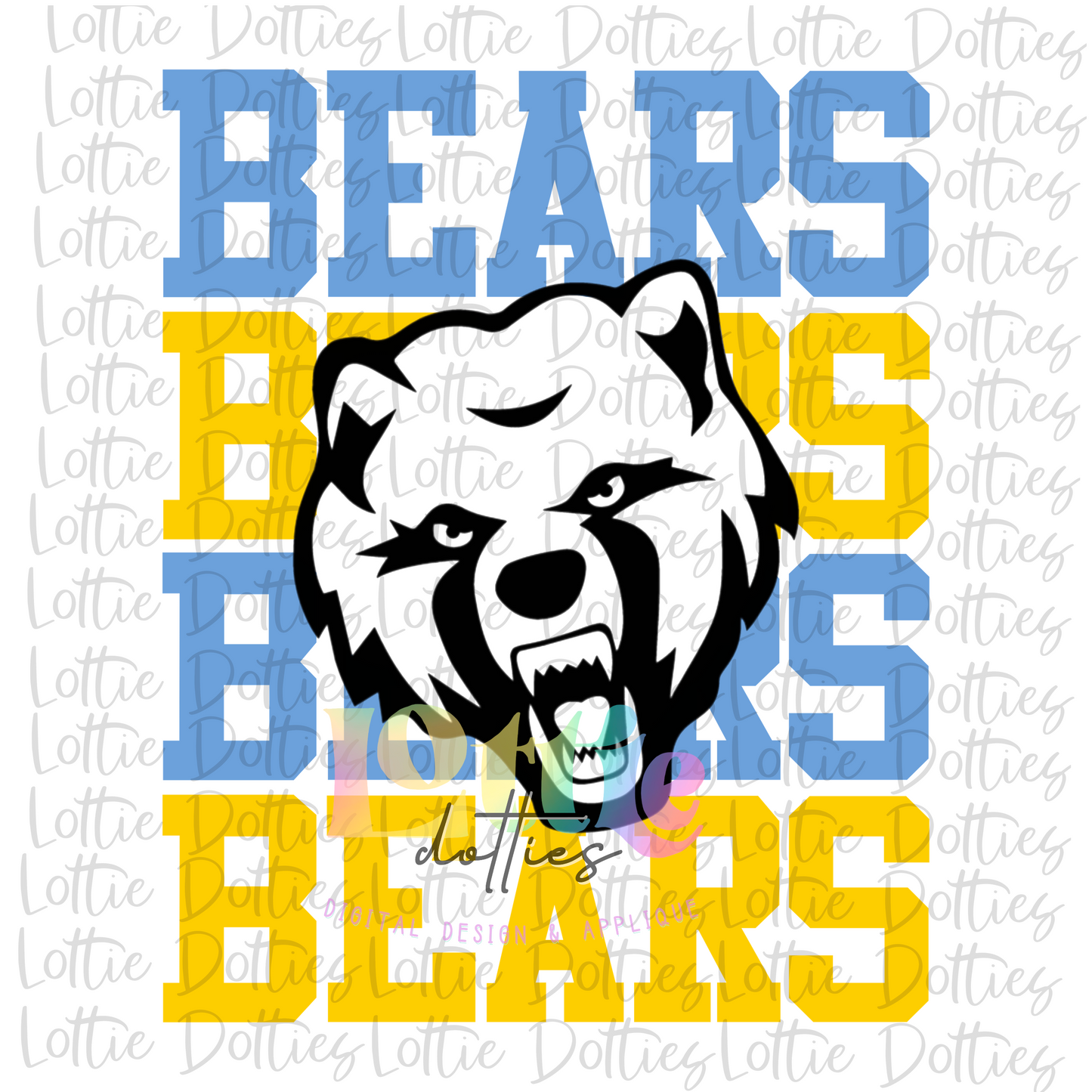 Bears PNG - Bears  sublimation design - Digital Download - Carolina Blue and Yellow