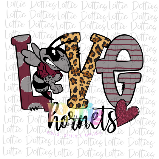 Love  Hornets PNG - Digital Download - Hornets  Sublimation Design - Maroon and Gray