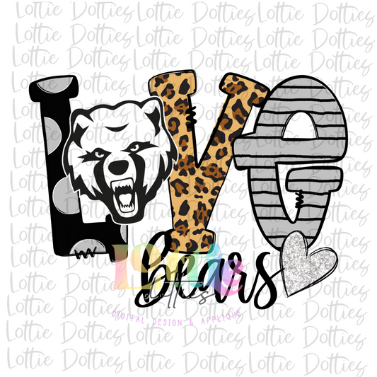 Love Bears PNG - Bears Sublimation - Digital Download - Black and Silver