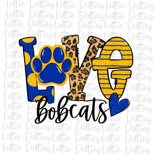 Love Bobcats PNG - Bobcats Sublimation - Digital Download - Royal and Gold