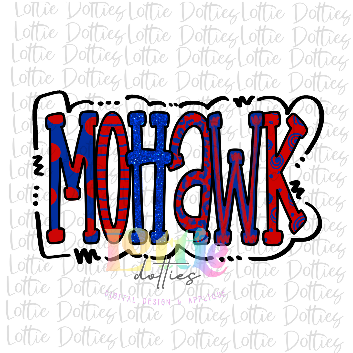 Mohawk PNG -Sublimation design - Digital Download - Red and Royal