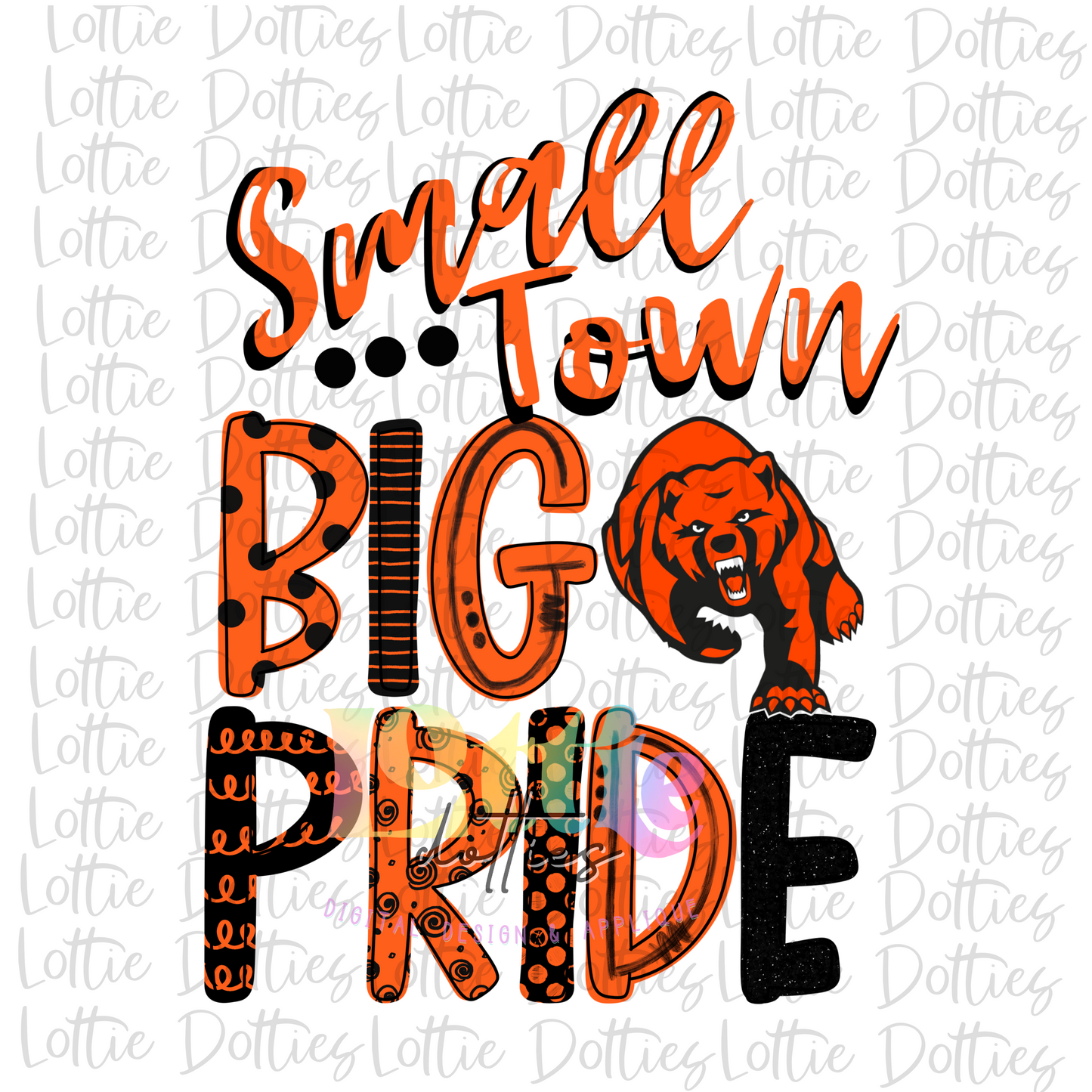 Small Town Big Pride Bears -  PNG - Sublimation - Digital Download - Black and Orange