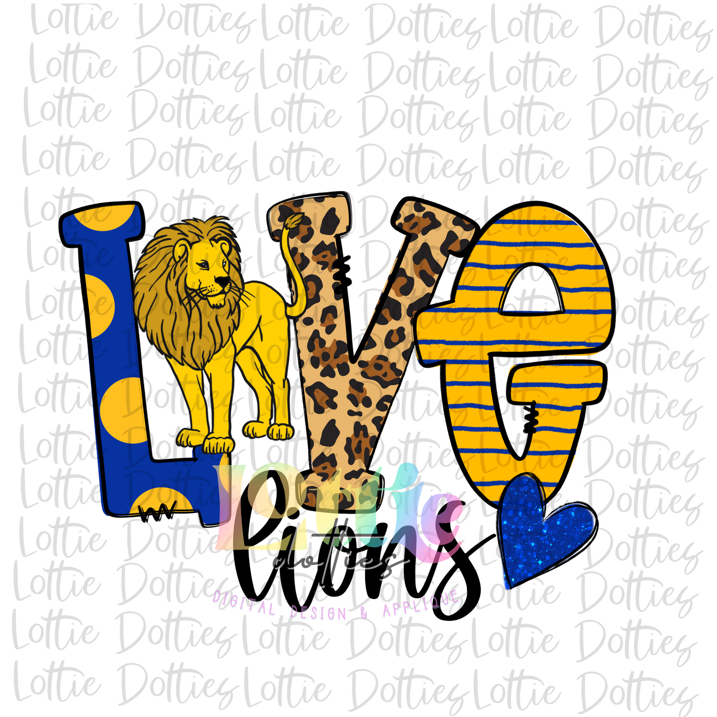 Love Lions PNG - Lions -  Sublimation Design - Digital Download - Royal and Gold