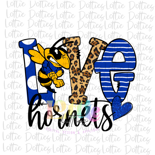 Love  Hornets PNG - Digital Download - Hornets  Sublimation Design - Royal and white
