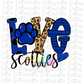 Love Scotties PNG - Love Paw Scotties Sublimation - Digital Download - Royal and Black
